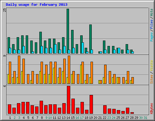 Daily usage for February 2013